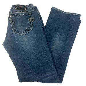 Miss Me Bootcut Jeans Flyer-de-Lis Pockets Rhinestone Women’s Size 30